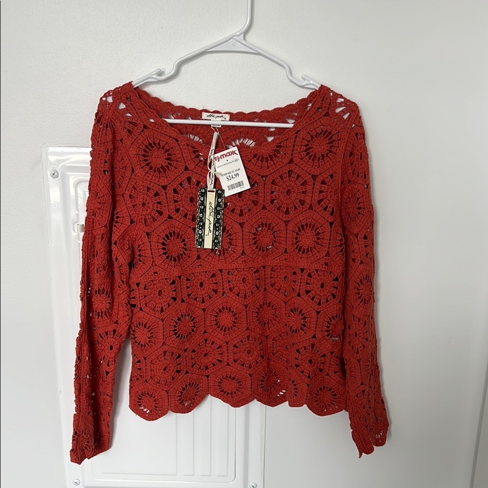 NWT: Orange Crochet Women Top